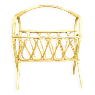 Vintage rattan magazine rack