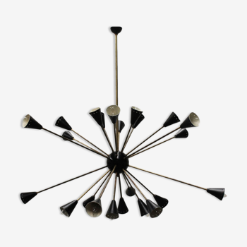 Lustre sputnik 24 bras noir