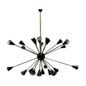 Lustre sputnik 24 bras noir