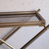 Serving tray, vintage serving tray in smoked glass and gold metal