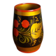 Khokhloma vase, Russian lacquered wood craftsmanship, hand-painted decoration.
