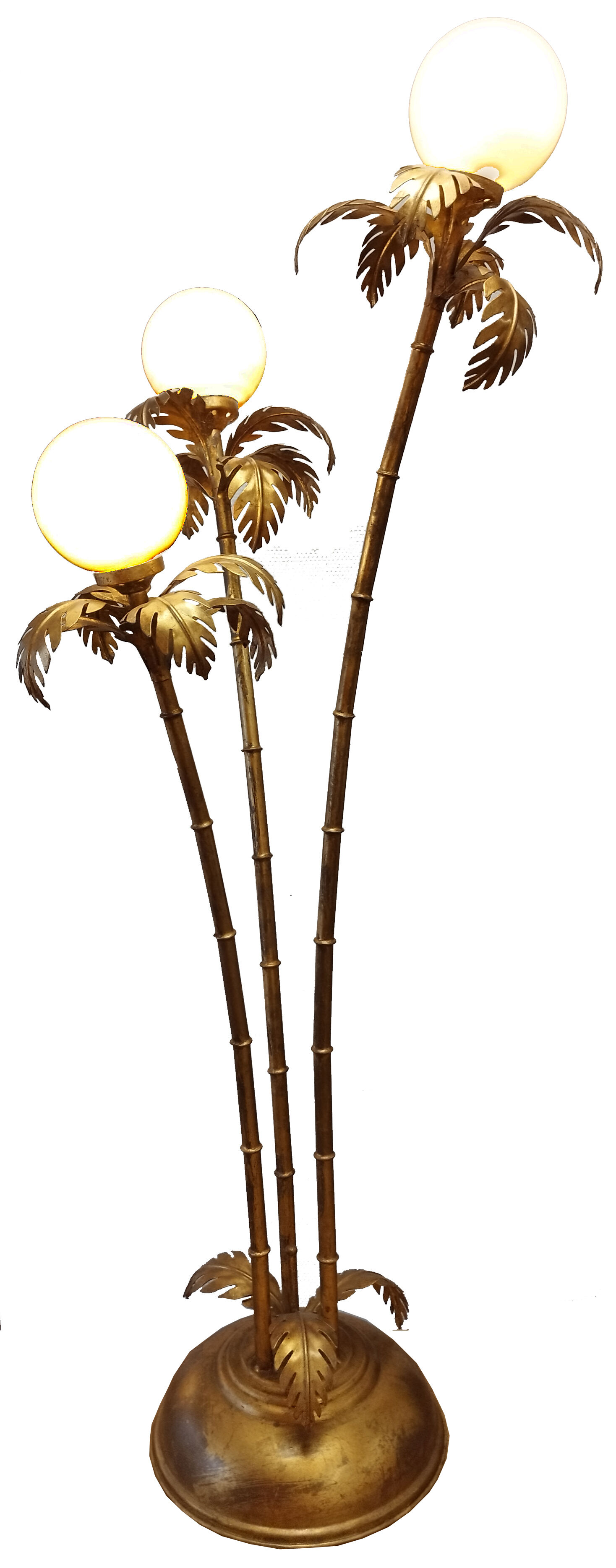 3-globe gilded metal floor lamp
