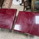Pair of vintage coffee tables in burgundy lacquer by David Lange