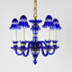 1940s Blue All Glass Chandelier, Czechoslovakia