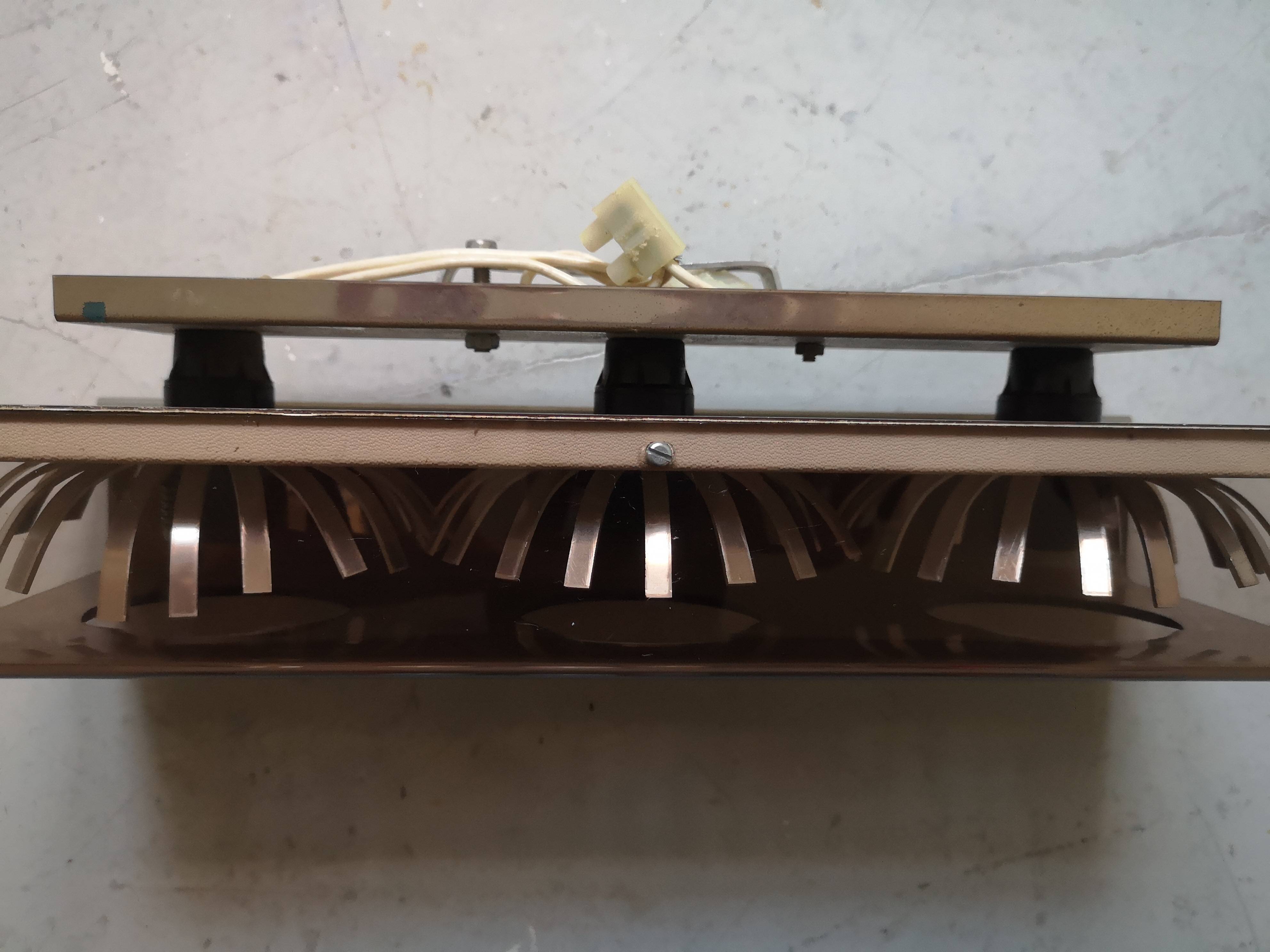 Chromed metal and plexiglass 3-lamp wall light, 1970 design