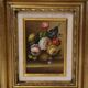 Paire de tableau nature morte sur bois bouquet de fleurs vintage