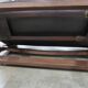 20th century leather and wood bench