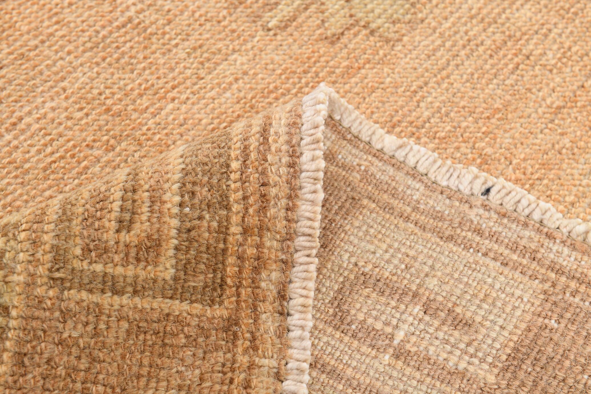 Brown & Cream Turkish Runner Rug, 95x377Cm