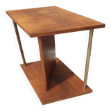 Modernist side table Art Deco Walnut and chromed steel