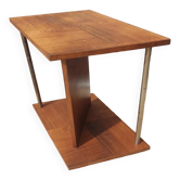 Table d'appoint moderniste Art Déco Noyer et acier chromé