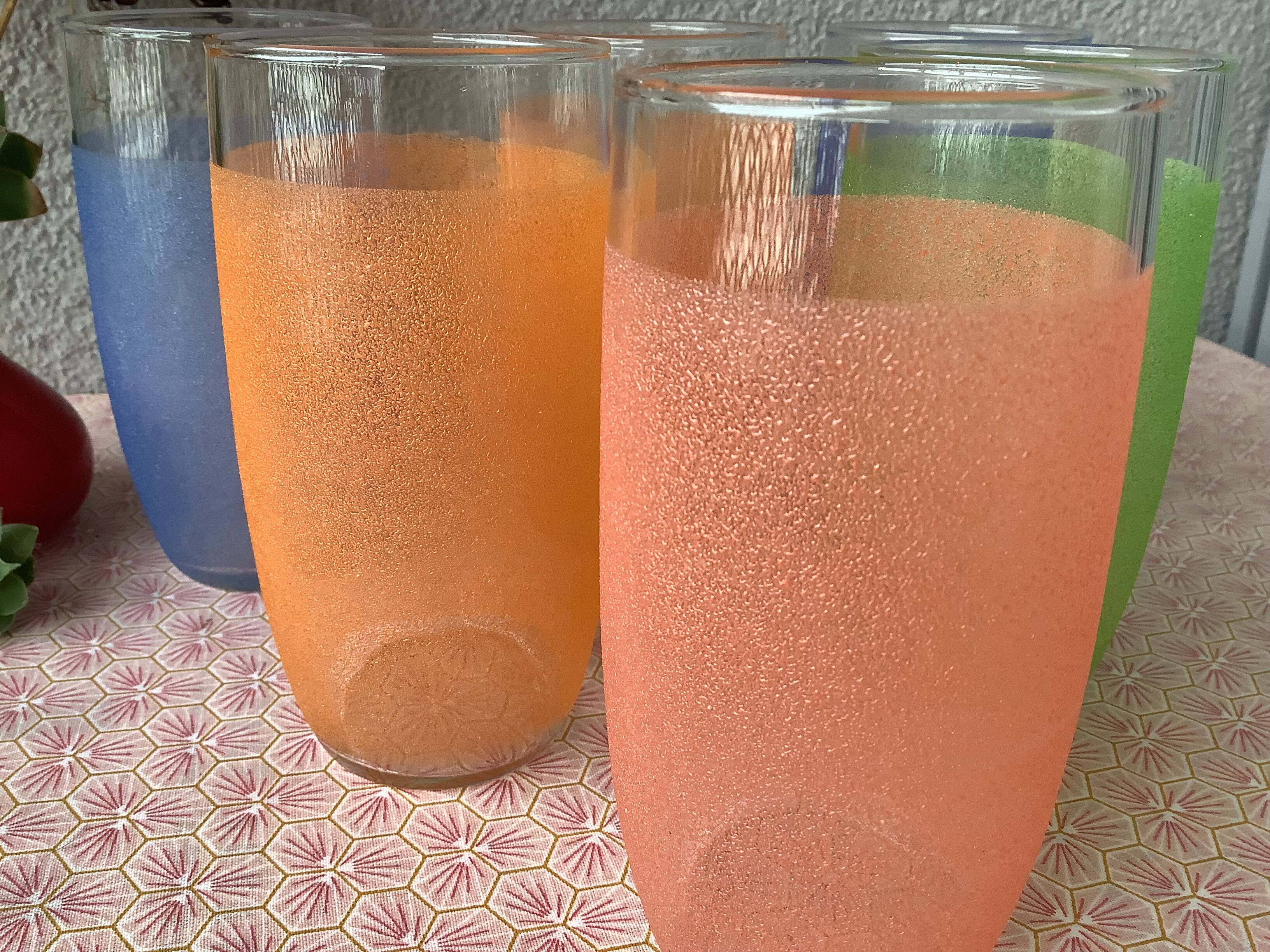 Vintage orangeade granite glasses 40'/50's