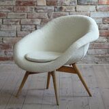 Mid Century Modern Lounge Chair, Czech Republic, 1950s, French Boucle Fabric