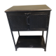 Black industrial glass cabinet with Louvre doors