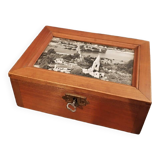 Small old wooden box with customizable key