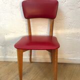 Lot of 4 vintage chairs in red skai