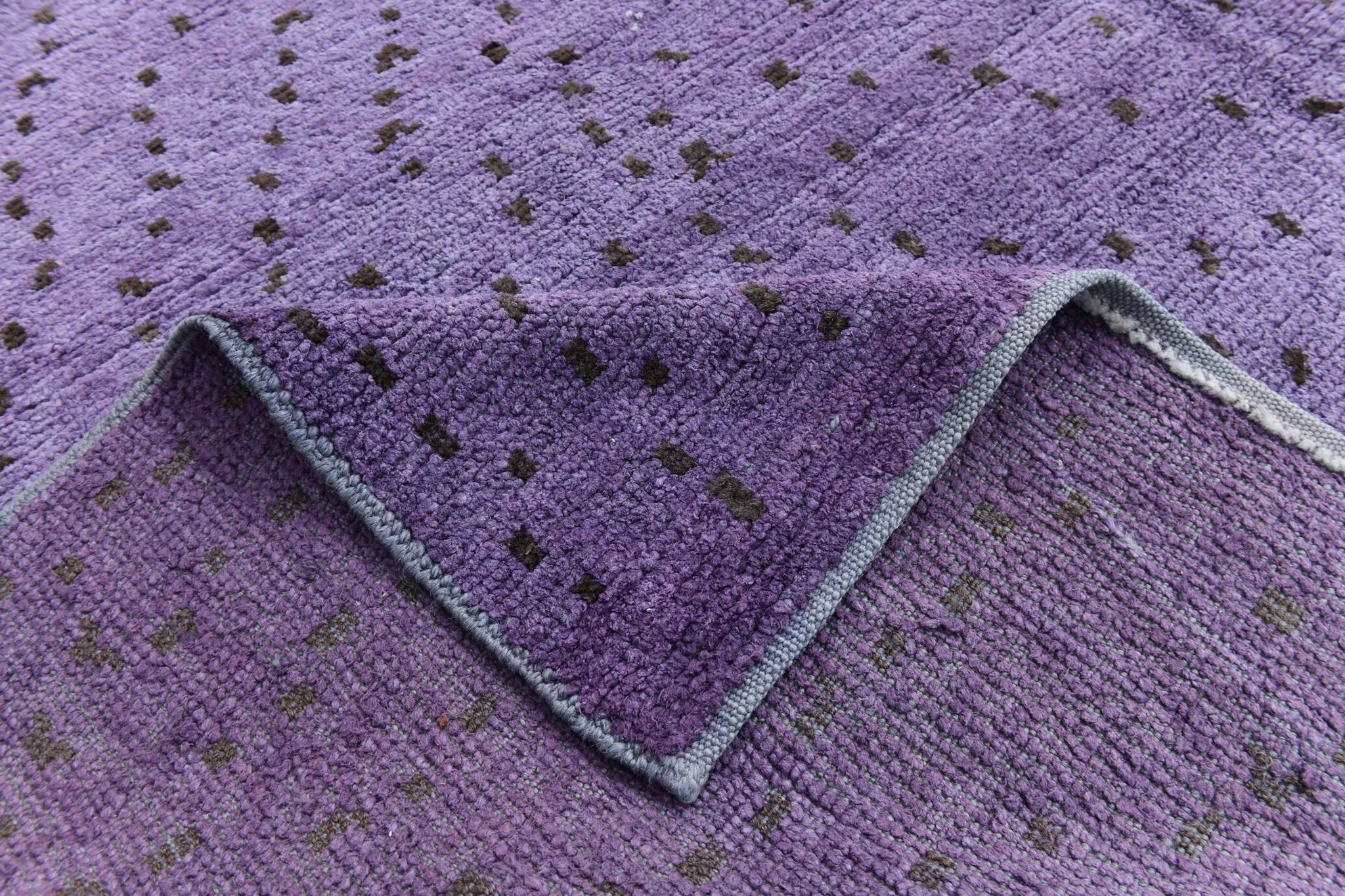 Purple & Brown Polka Dot Kilim Rug, 206x263Cm