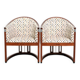 Ensemble de chaises en cuir Art Déco uniques avec un magnifique revêtement en tissu.