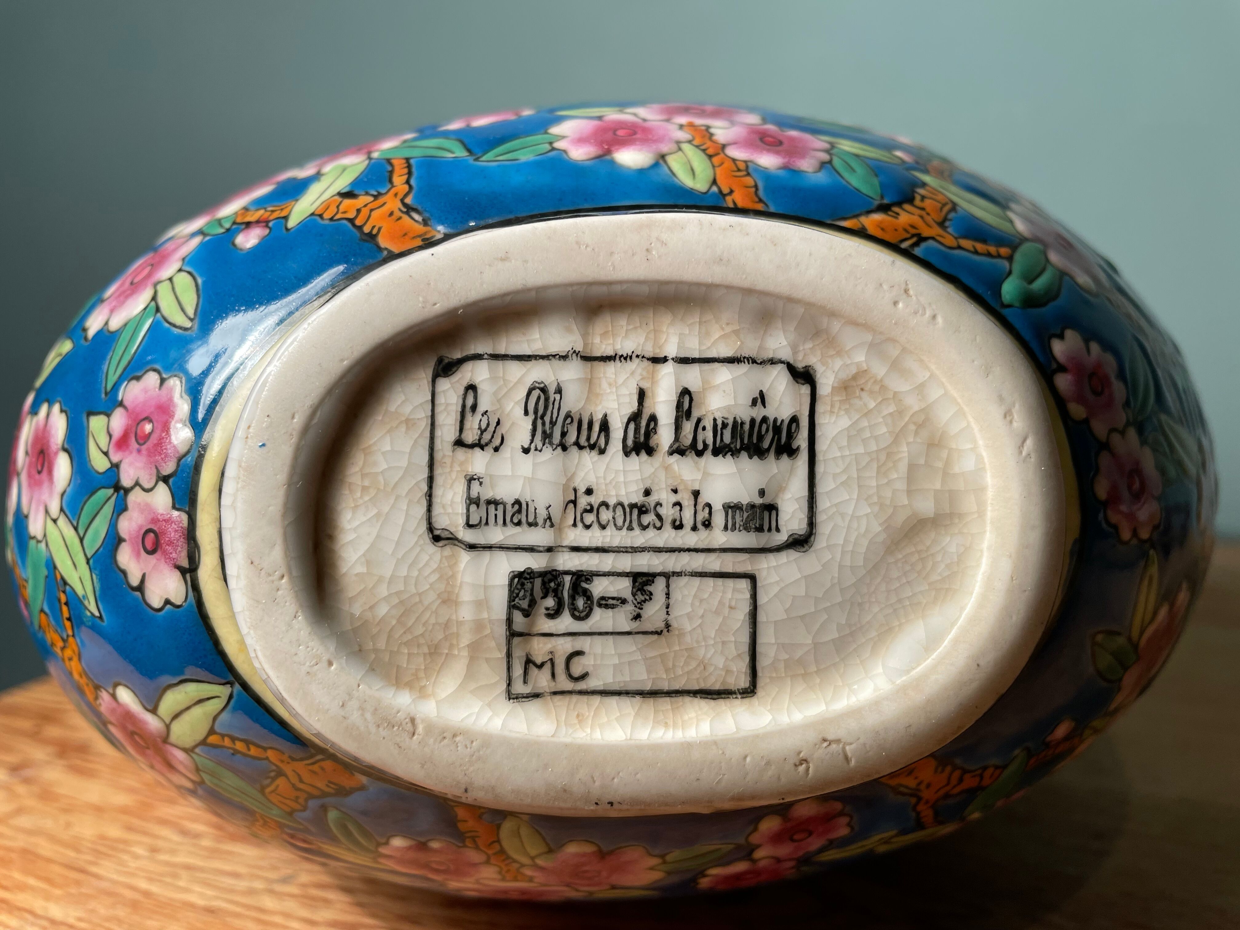 Vase shape gourd Les Bleus de Louvière Émaux, 1930s