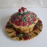 Jam maker, compotier, pot, candy slurry Sarreguemines strawberries