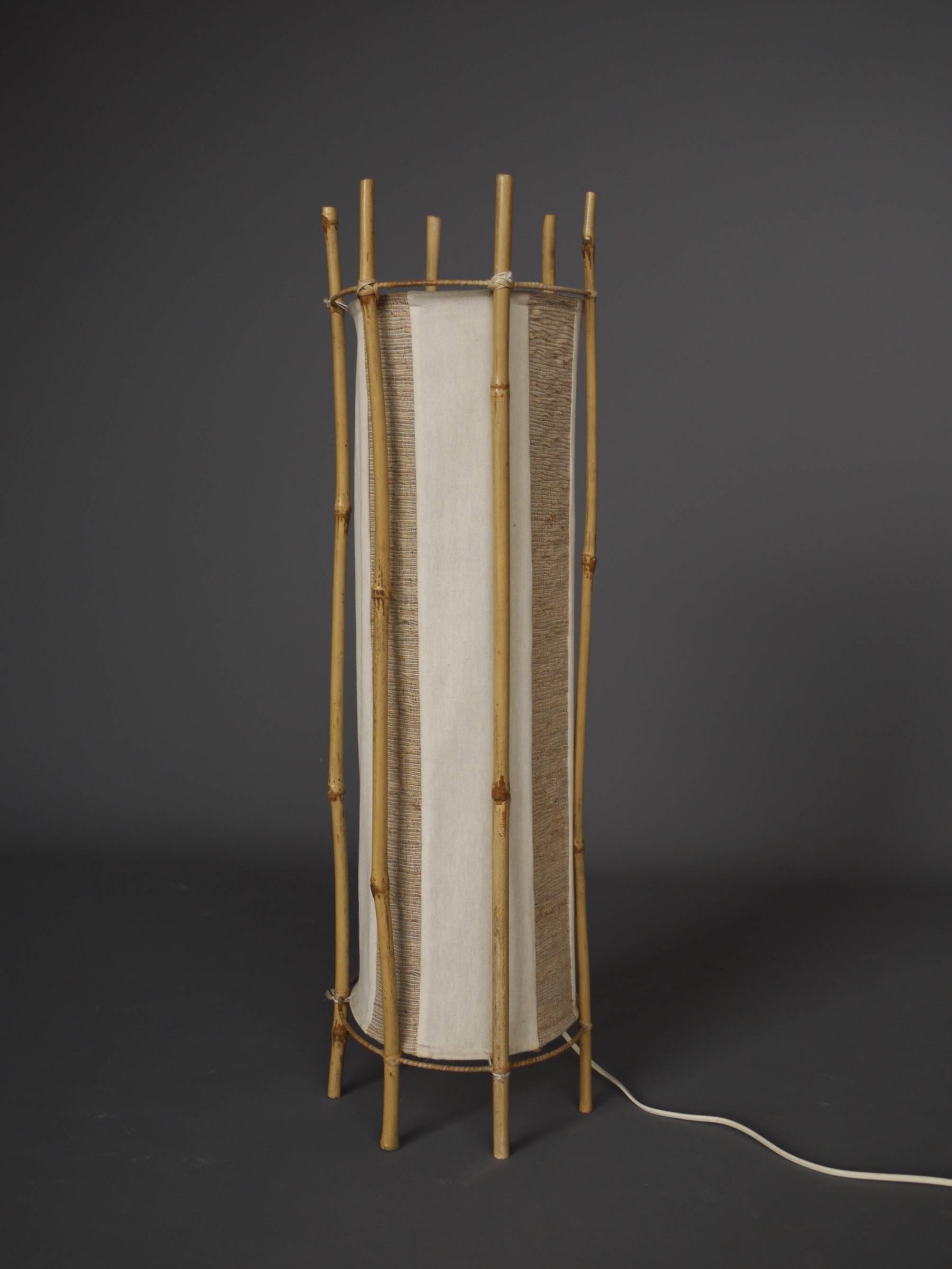 Lampadaire en bambou de Louis Sognot, années 1950