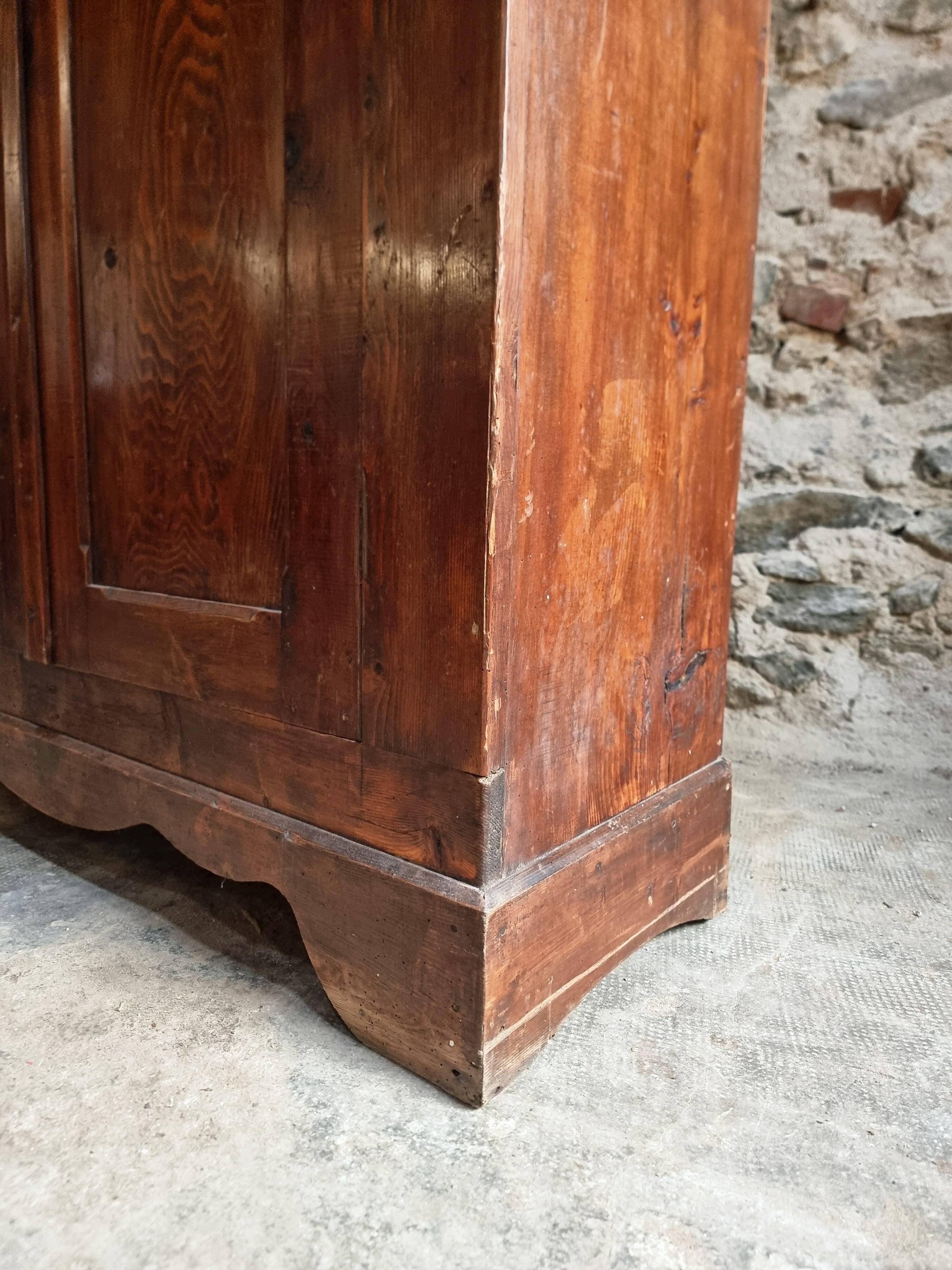 Antique French pine bonnetière – rustic country wardrobe – circa 1900–1920