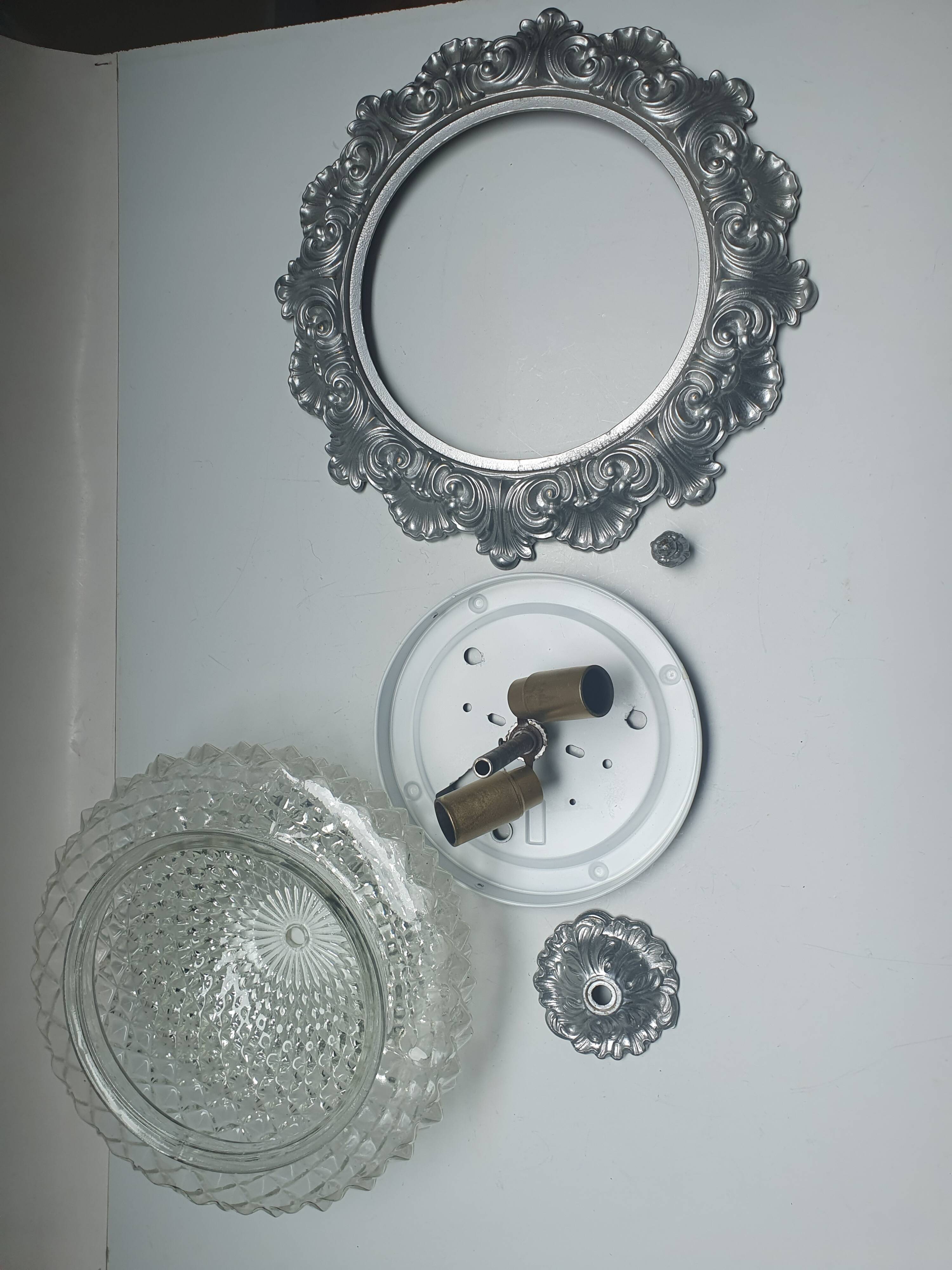 Vintage Ghidini brass and glass ceiling light | Italy, 1960s