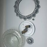 Vintage Ghidini brass and glass ceiling light | Italy, 1960s