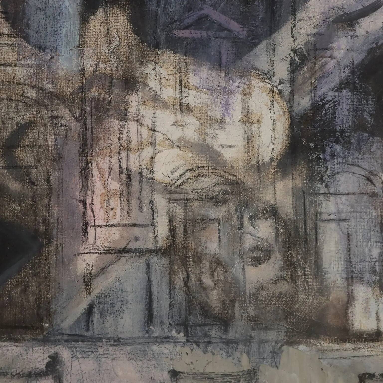Contemporary painting signed Attilio Rossi, oil on canvas, 1980s.