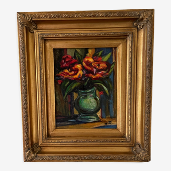 Framed painting bouquet of flowers