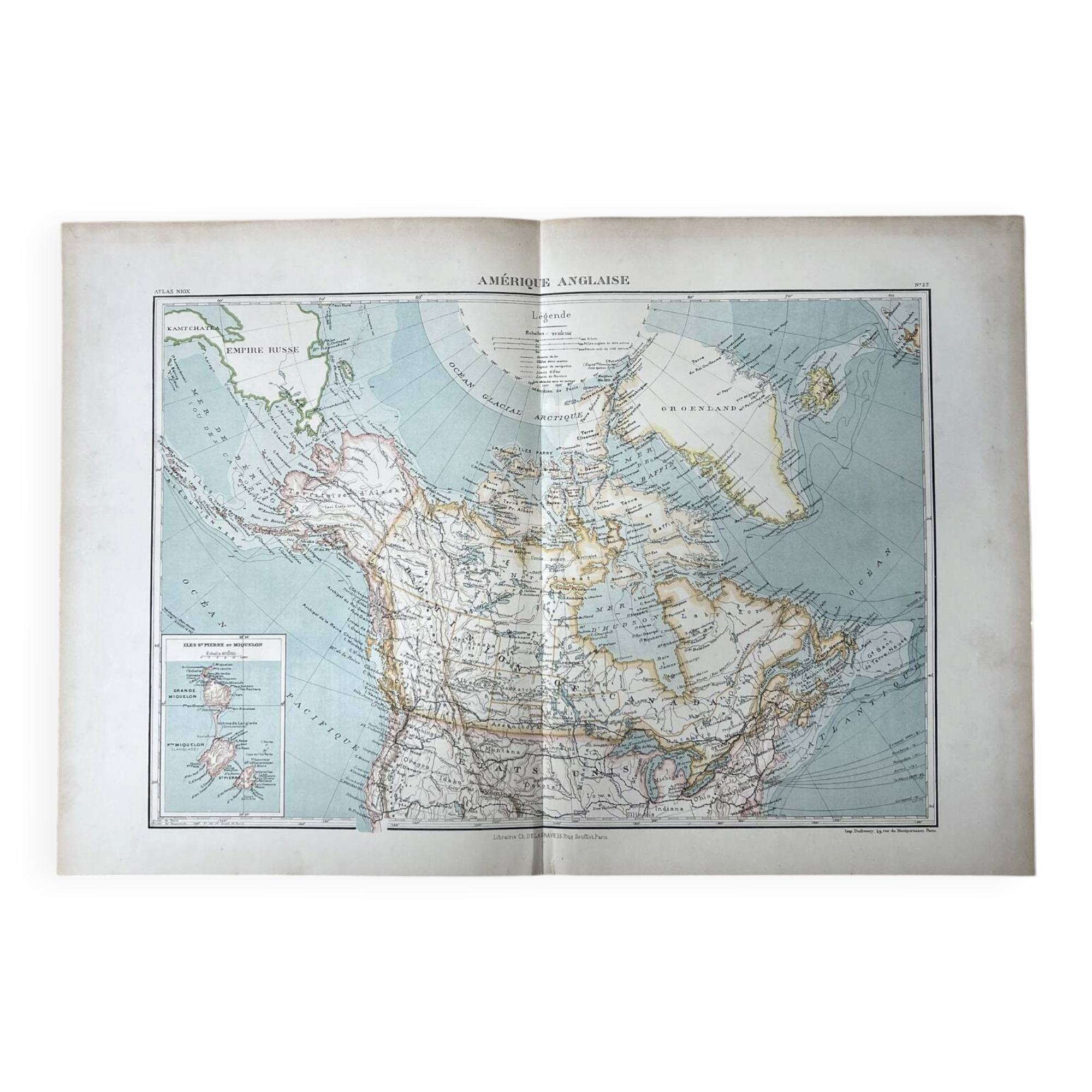 Large Map of America - 53x36cm - 1905