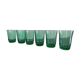 6 old emerald green water glasses