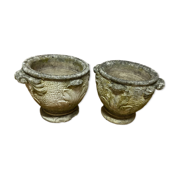 Pair of reconstituted stone planters