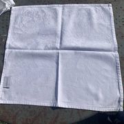 7 white damask cotton napkins, Christian Lacroix, vintage