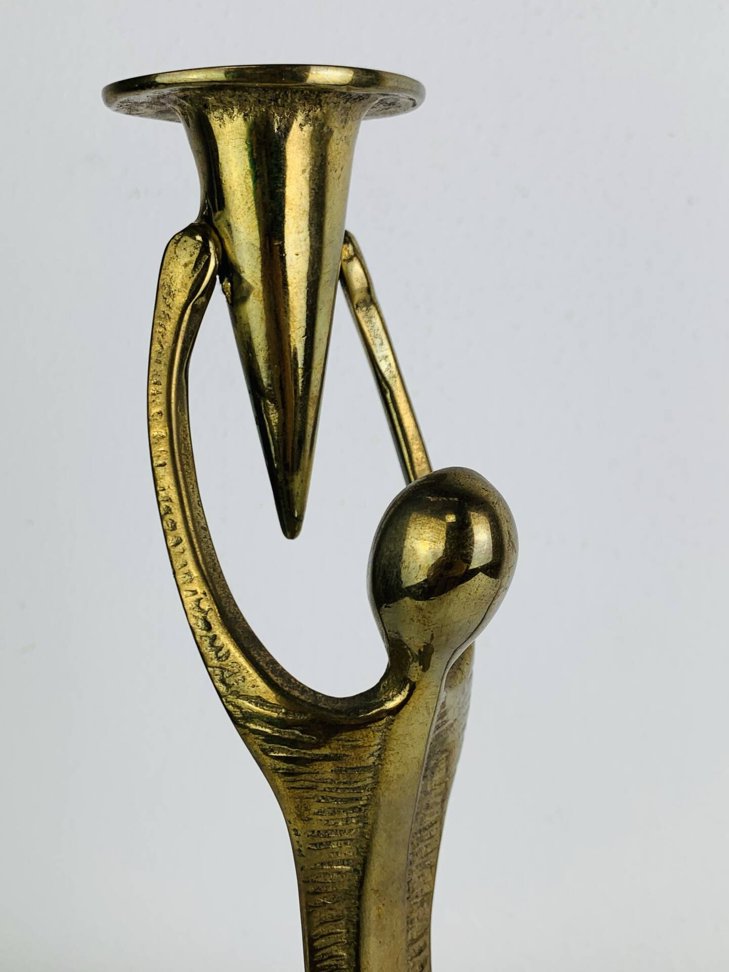 Sculptural brass candle holder, vintage