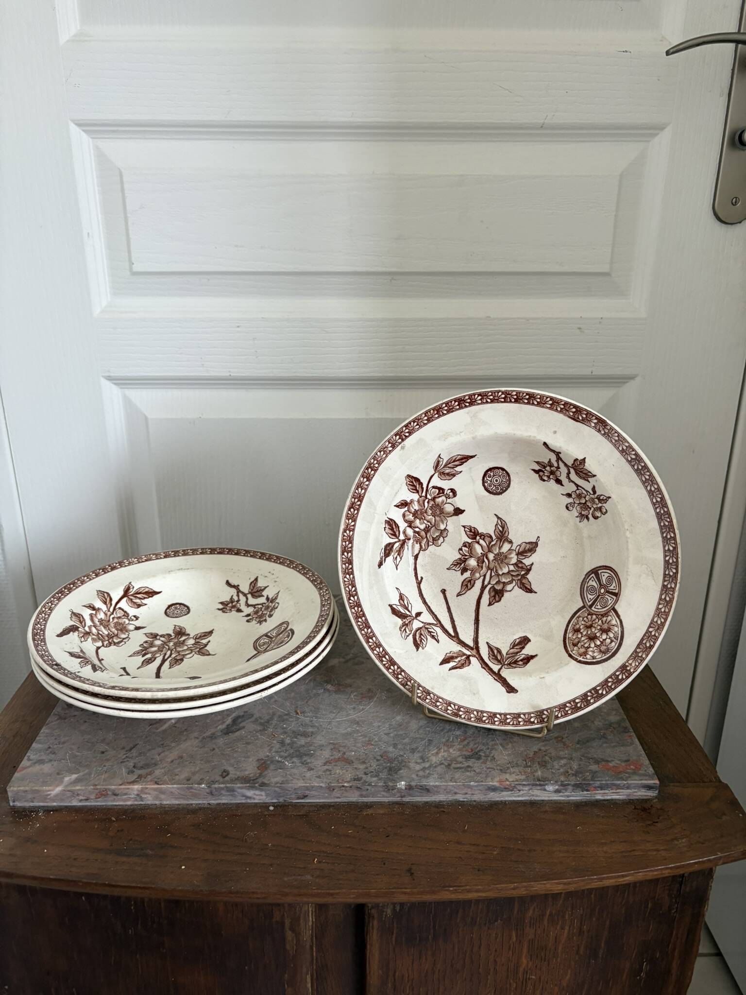 Lot of 4 Deep Plates Earthenware Ceramic Iron Clay Grand Dépôt Marseille