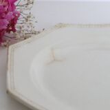 Creil and Montereau plates, 19th century, Perle model, ivory / set of 2