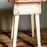 Workshop stool in antique patinated solid wood