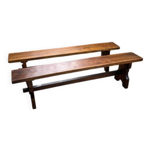 Paire de bancs noyer