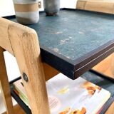 Side table or sofa end table with compass feet