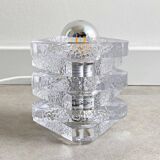 Glass Peill & Putzler table lamp, German ice glass light