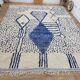 Vintage Azilal rug 310x246 cm - Blue geometric patterns