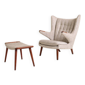 “Papa Bear” armchair and ottoman by Hans J. Wegner for A.P. Stolen, Denmark