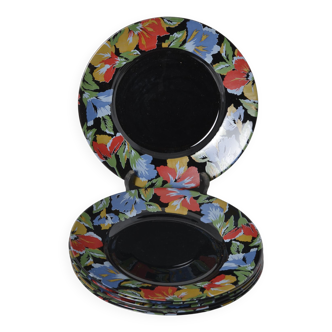 6 assiettes plates Arcoroc noires