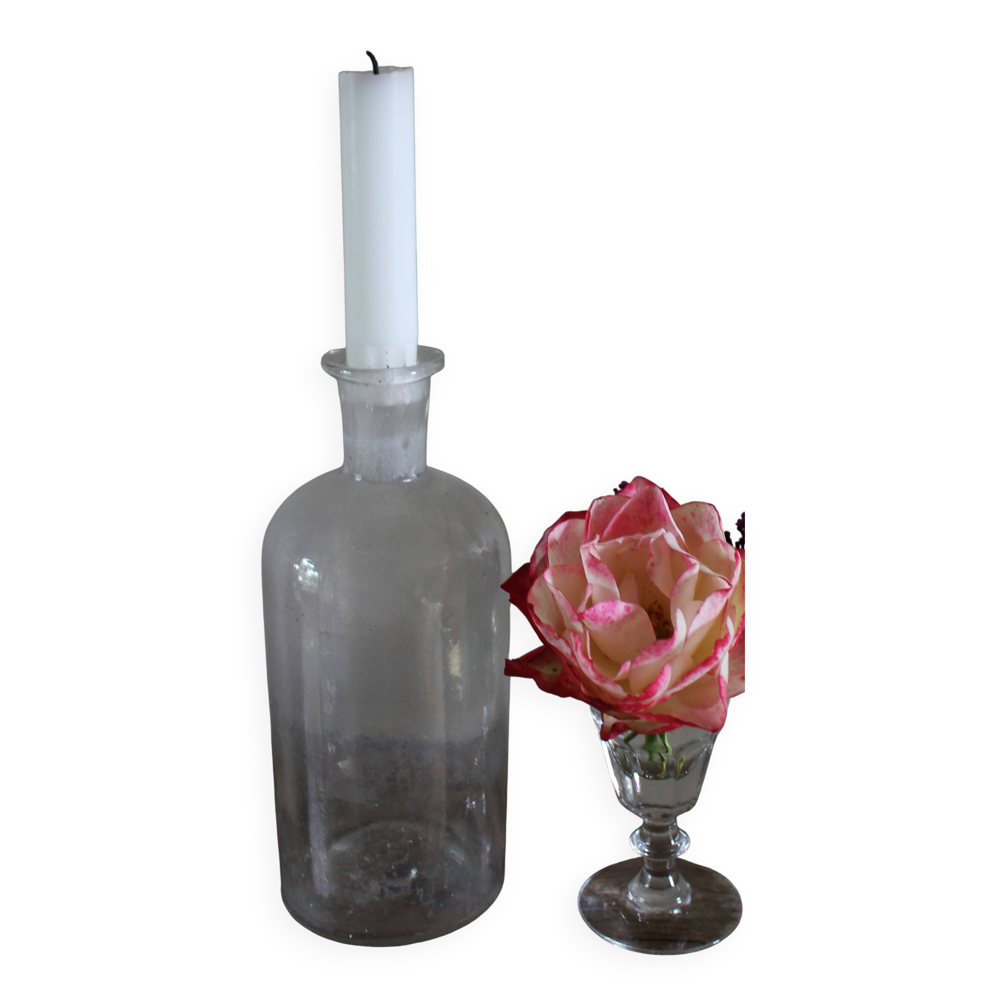 Clear glass bottle vase 500