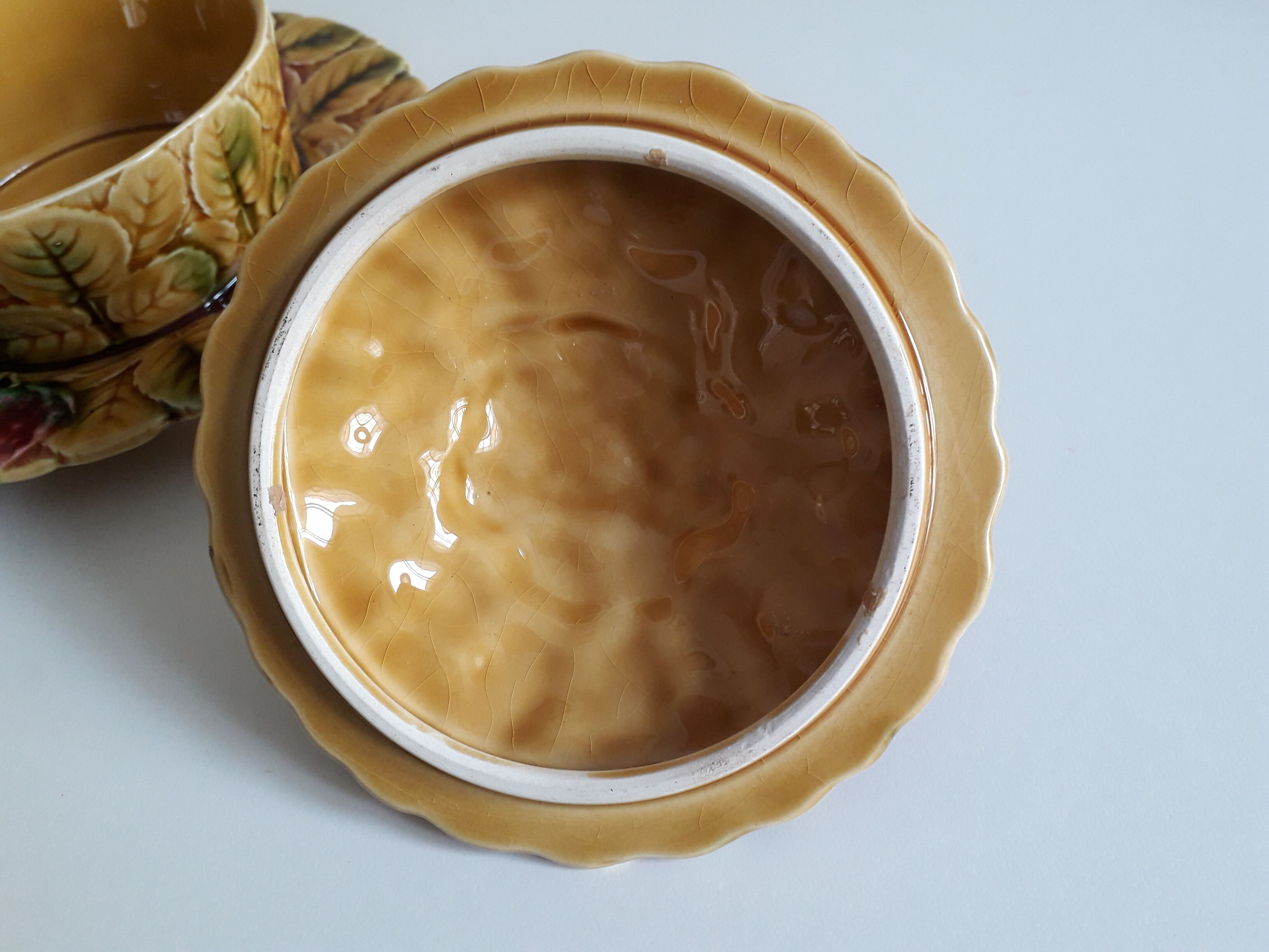 Jam maker, compotier, pot, candy slurry Sarreguemines strawberries