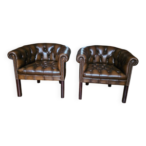 2 fauteuils club chesterfield