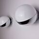 Pair of Space-age wall lights by Marca SL, white opaline, Spain, 1960