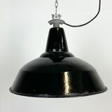 Industrial Black Enamel Factory Lamp with Cast Iron Top, 1960s