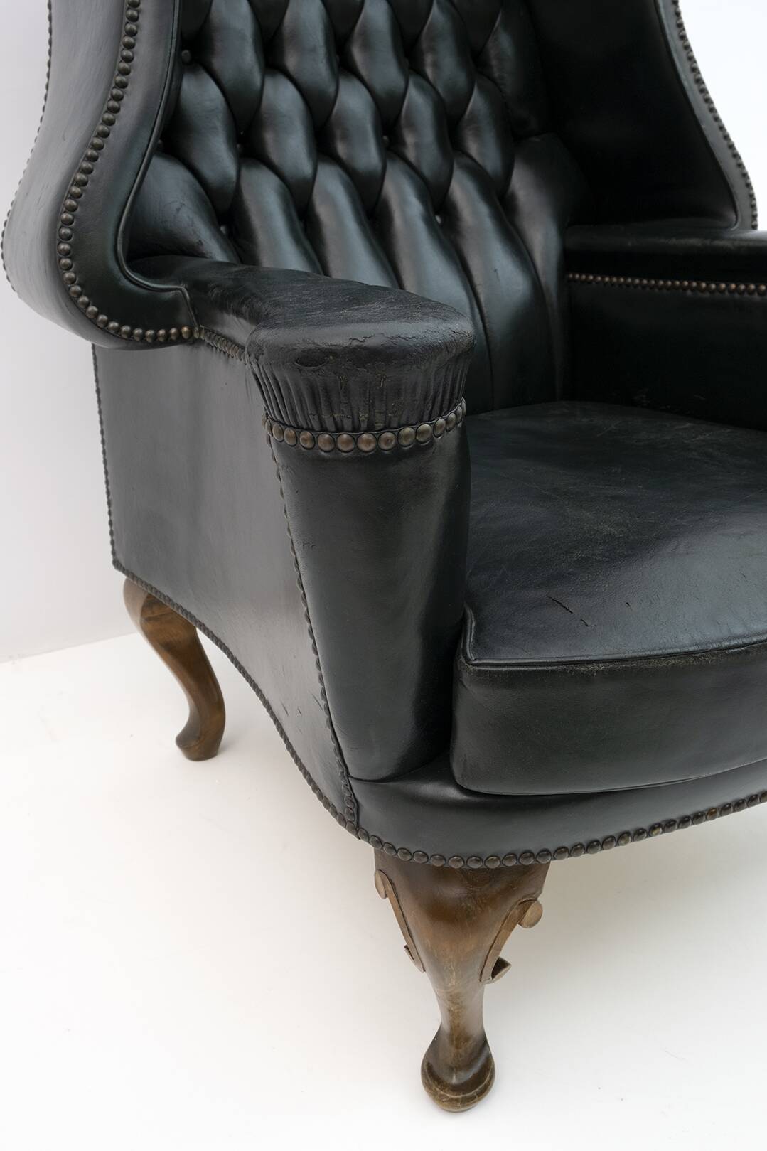 Georgian Style Rare Original Chesterfield Leather Armchair, 1950s