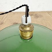 Lampe industrielle en émail vert, années 1930